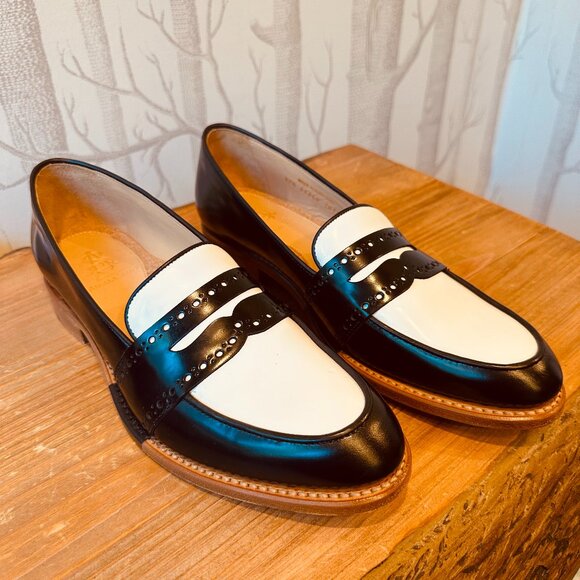 The Office of Angela Scott Shoes - The Office of Angela Scott Ms Madison Black and White Penny Loafer- NIB  7.5